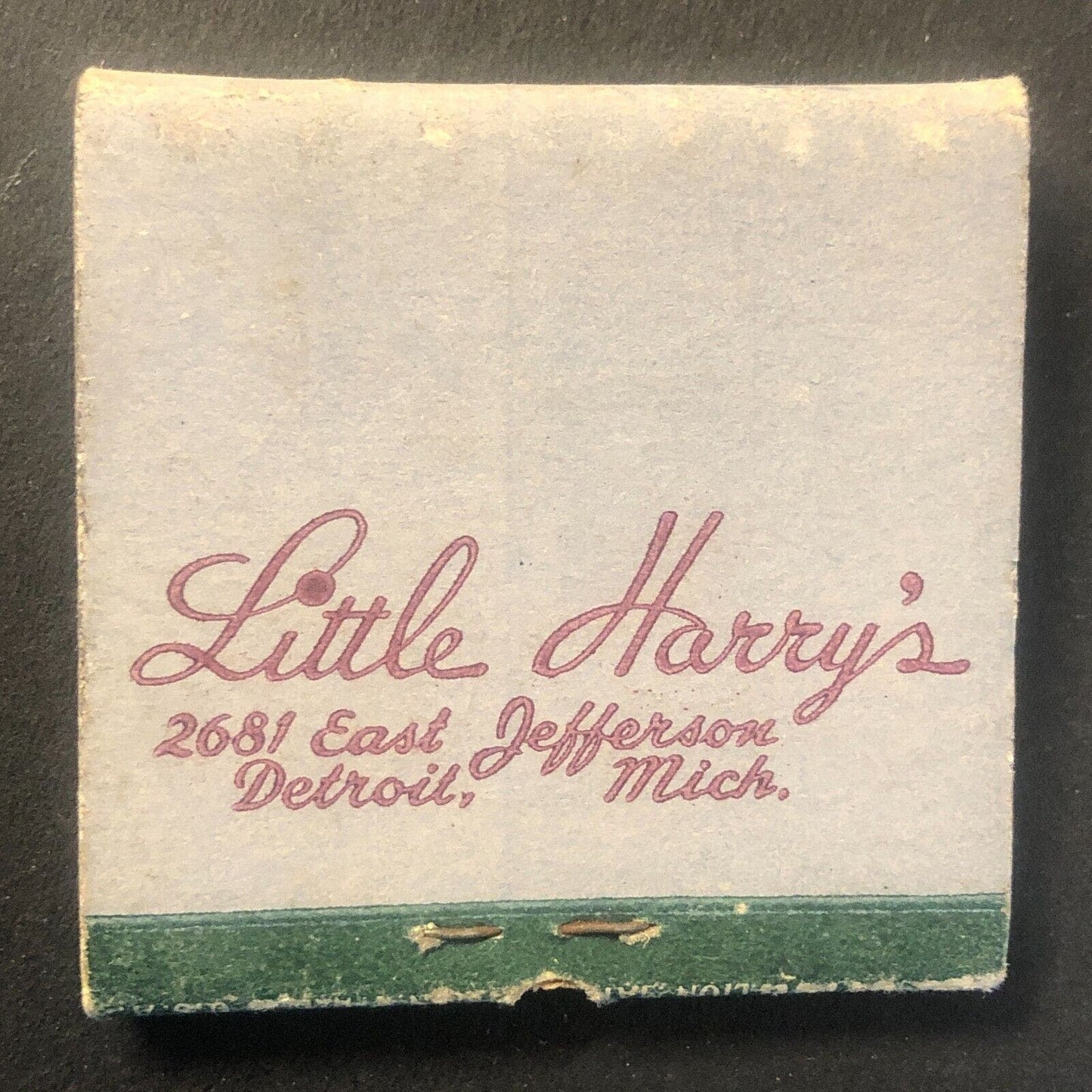 Little Harry's Restaurant Detroit Vintage Full Matchbook c1930's-40's Scarce