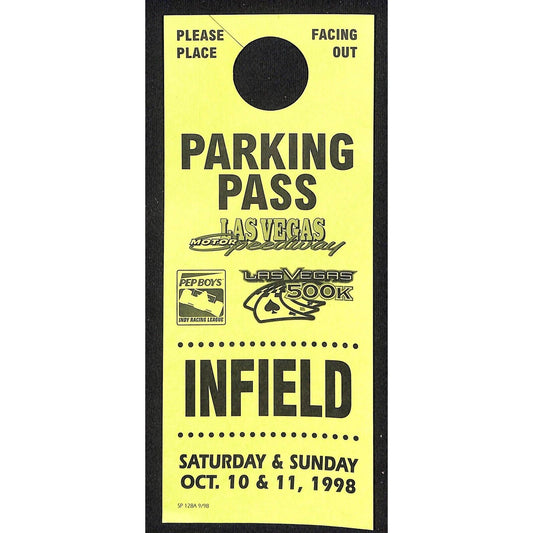 1998 Las Vegas Speedway 500K Hanger Infield Parking Pass - VGC
