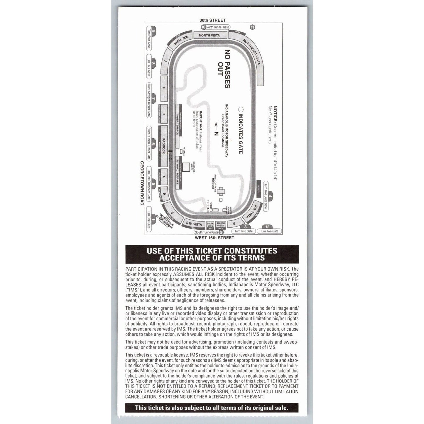 2013 Indy 500 Coors Light Carb Day 5/24 Pagoda Suite Two Ticket Stub #013