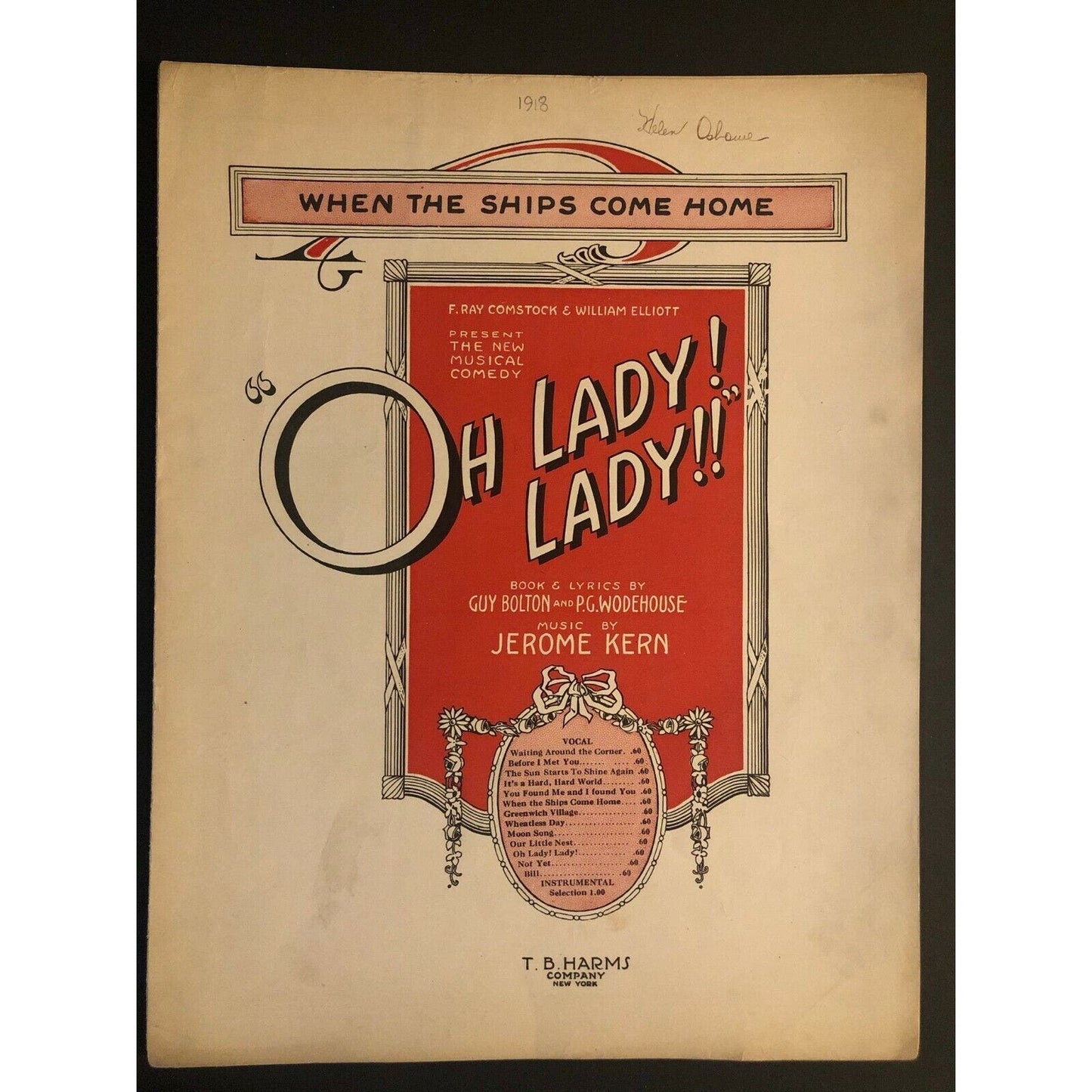 Vintage WWI Sheet Music "When the Ships Come Home" from "Oh Lady! Lady!!" Kern