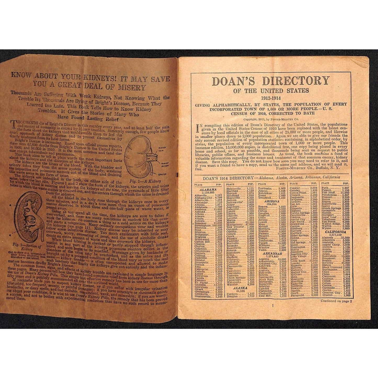 Doan's Directory / U.S. Census of Large Cities Booklet 32pp 1913-14 (Back Pills)