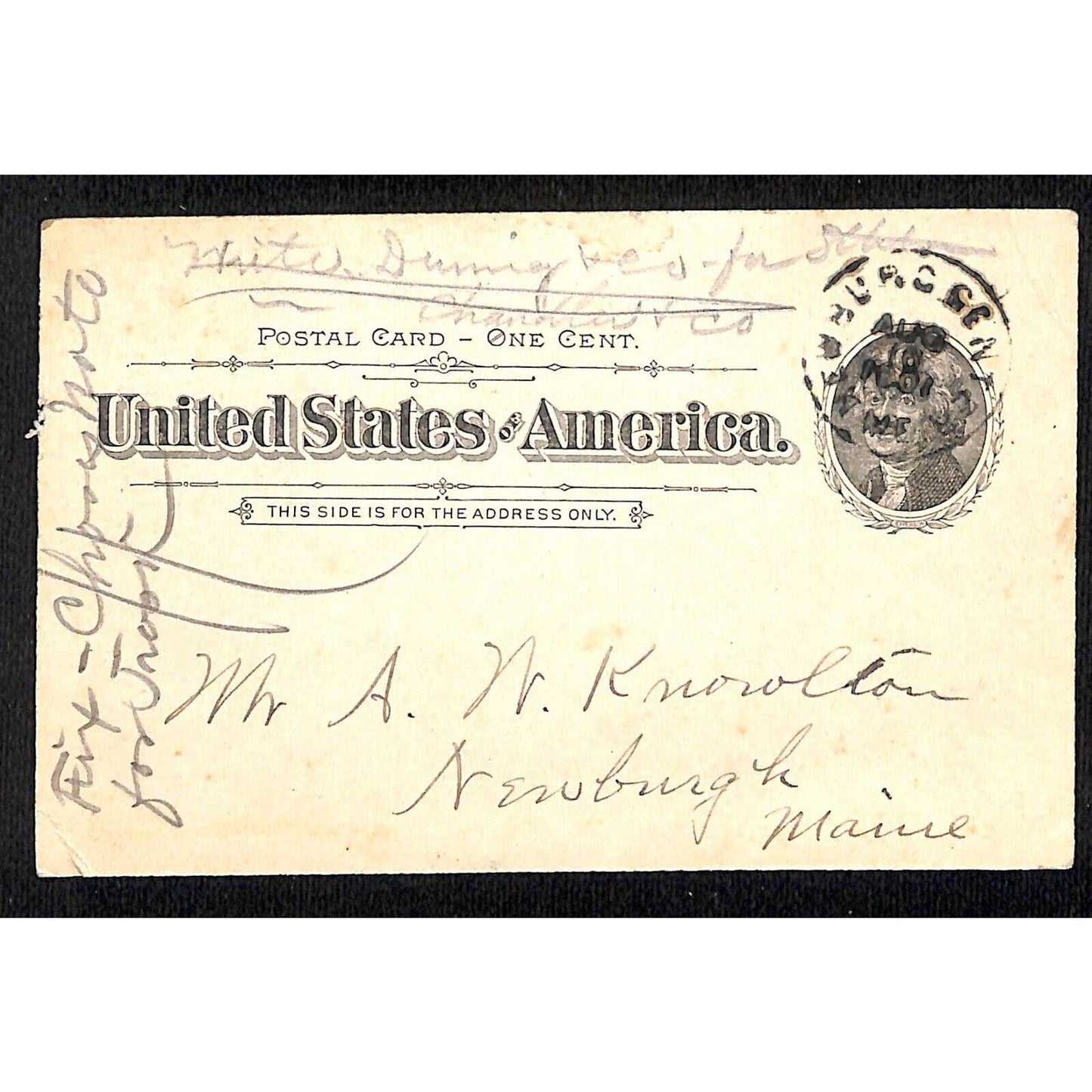 Newburgh, ME 1901 Postal Card re: Freight