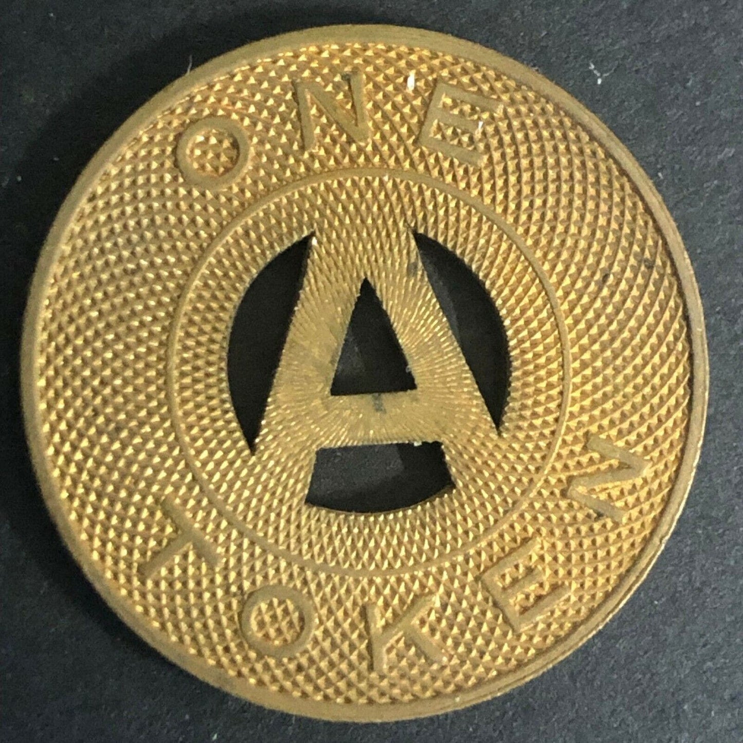 Vintage 23mm Auto Interurban Co. (Spokane, WASH) Brass "A" "One Token"