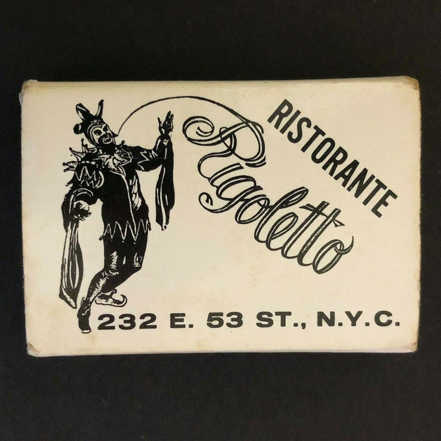 c1960's-70's Wooden Matchbox Matchbook - Ristorante Rigoletto 53rd St. NYC