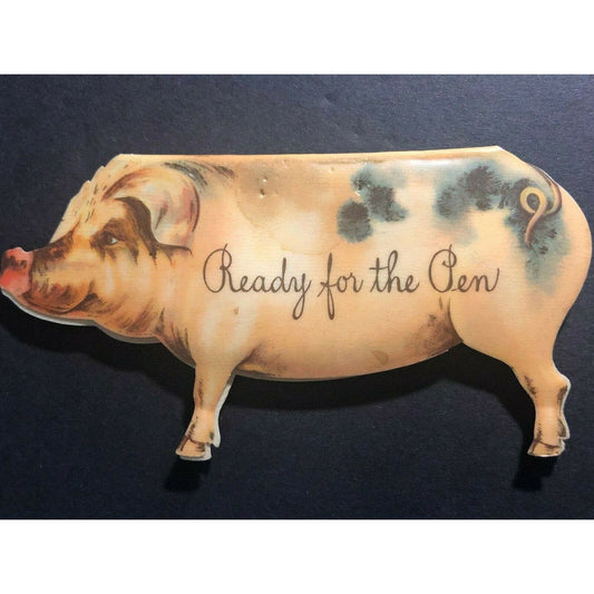 Figural Whitehead & Hoag Celluloid Pig Shaped Adv. Pen Wipe Fort Stanwix Canning