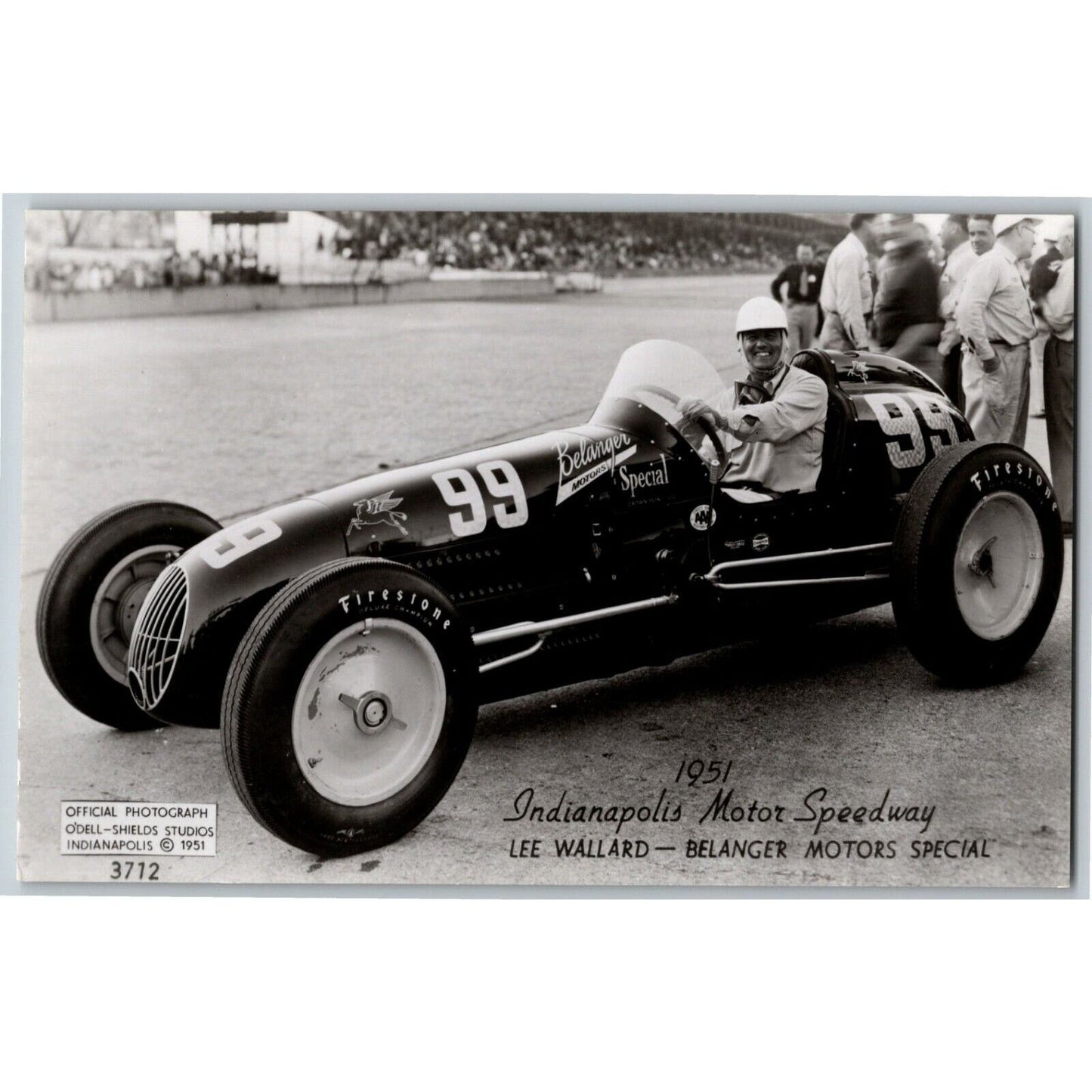Indy 500 RPPC Postcard "1951 Lee Wallard" Official Race Photo Unposted VGC