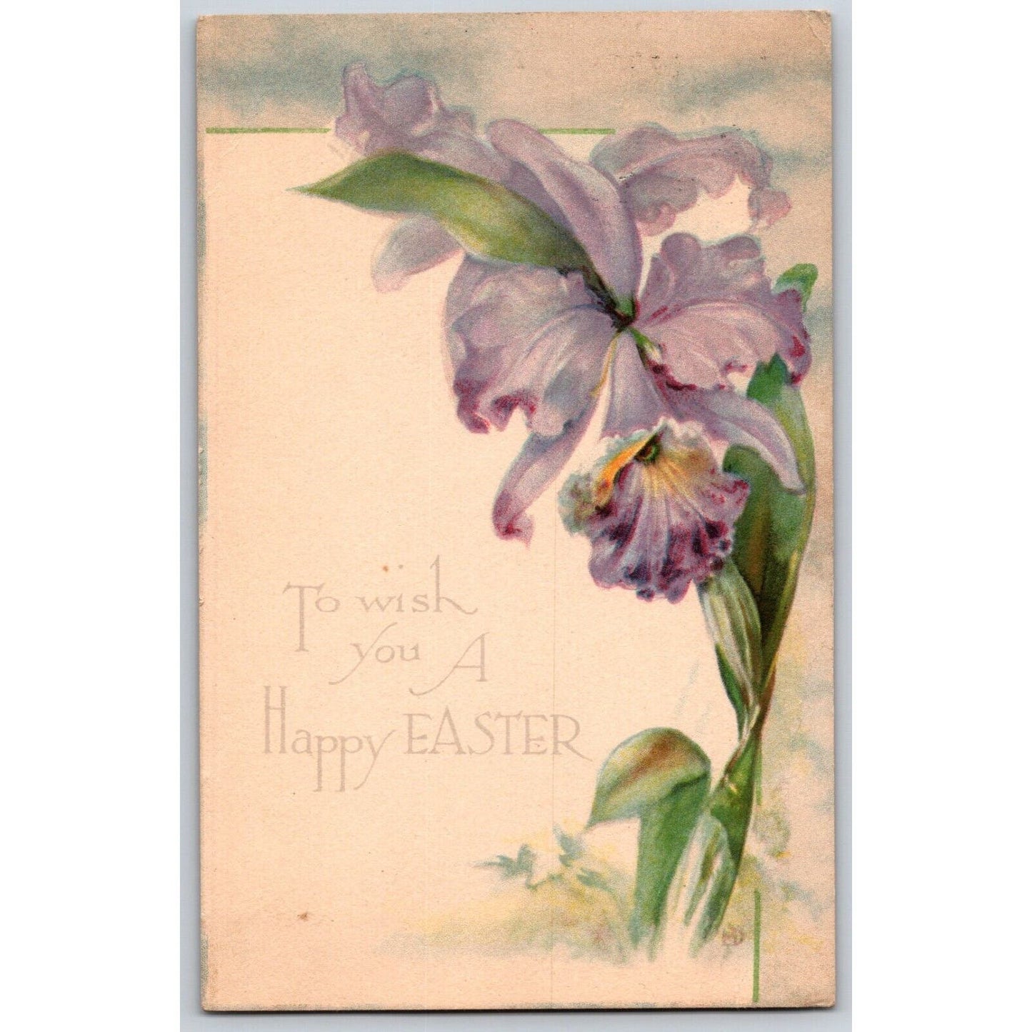 Vintage Easter Postcard "To wish you a Happy Easter" Floral PM 1916