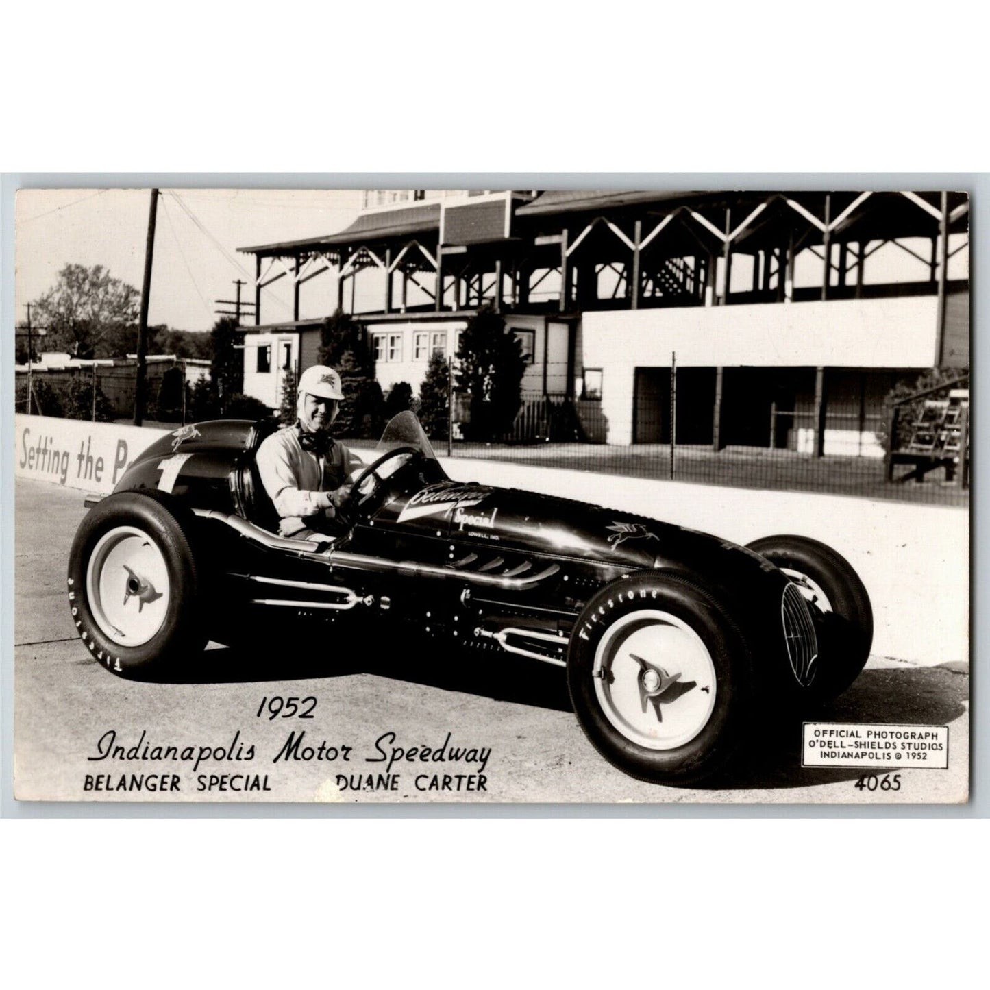 Indy 500 RPPC Postcard "1952 Duane Carter" Official Race Photo Unposted VG