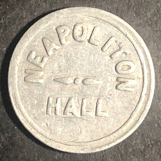 Neapolitan Hall Token (Trenton, NJ ) G/F 10¢ in Trade Alum. 17.75mm Scarce