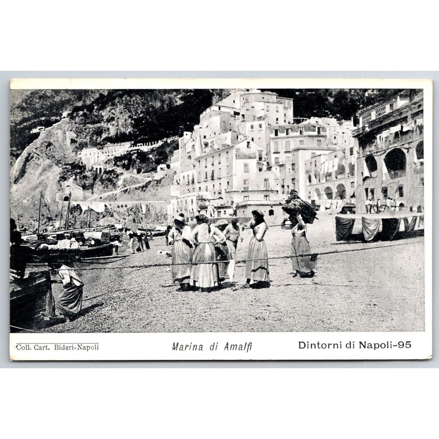 Italian Postcard Amalfi Marina Boats Group of Women RPPC 1901-1907 NP VGC