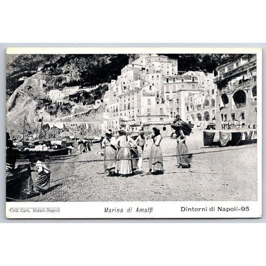 Italian Postcard Amalfi Marina Boats Group of Women RPPC 1901-1907 NP VGC