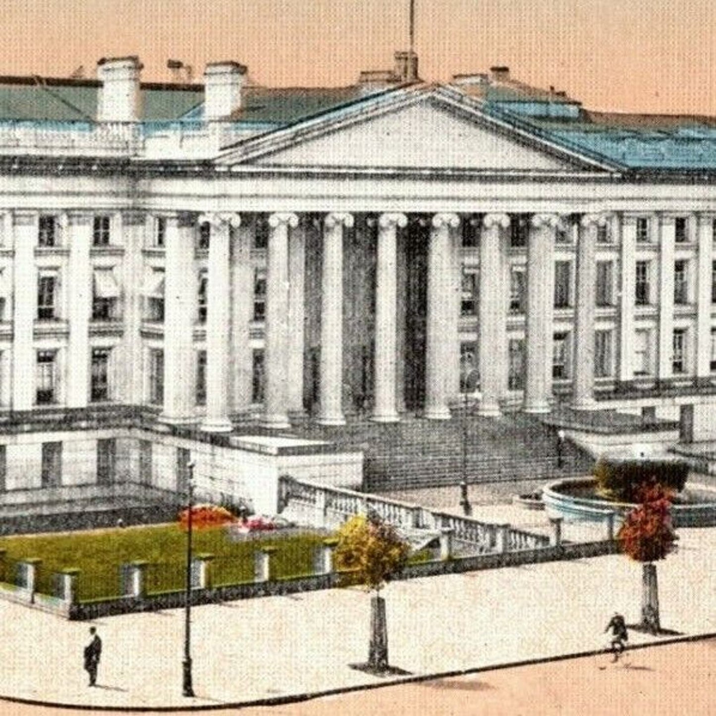 U.S. Treasury w/ Monument in Distance, Washington, DC - Vintage Postcard - NP