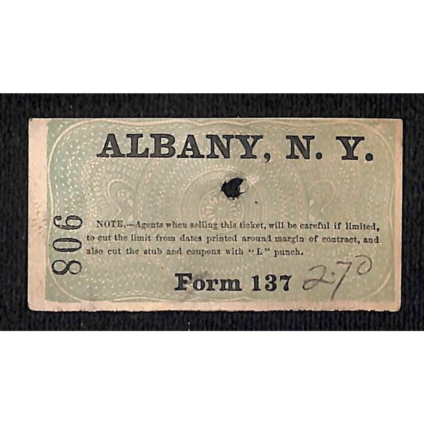 New York & Long Branch Railroad 1897 Albany, NY / North Asbury Park #908