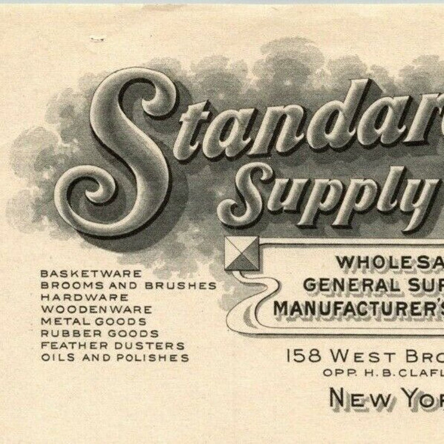1917 Standard Supply Co. Railroad Hotel Billhead Letterhead Broadway NYC