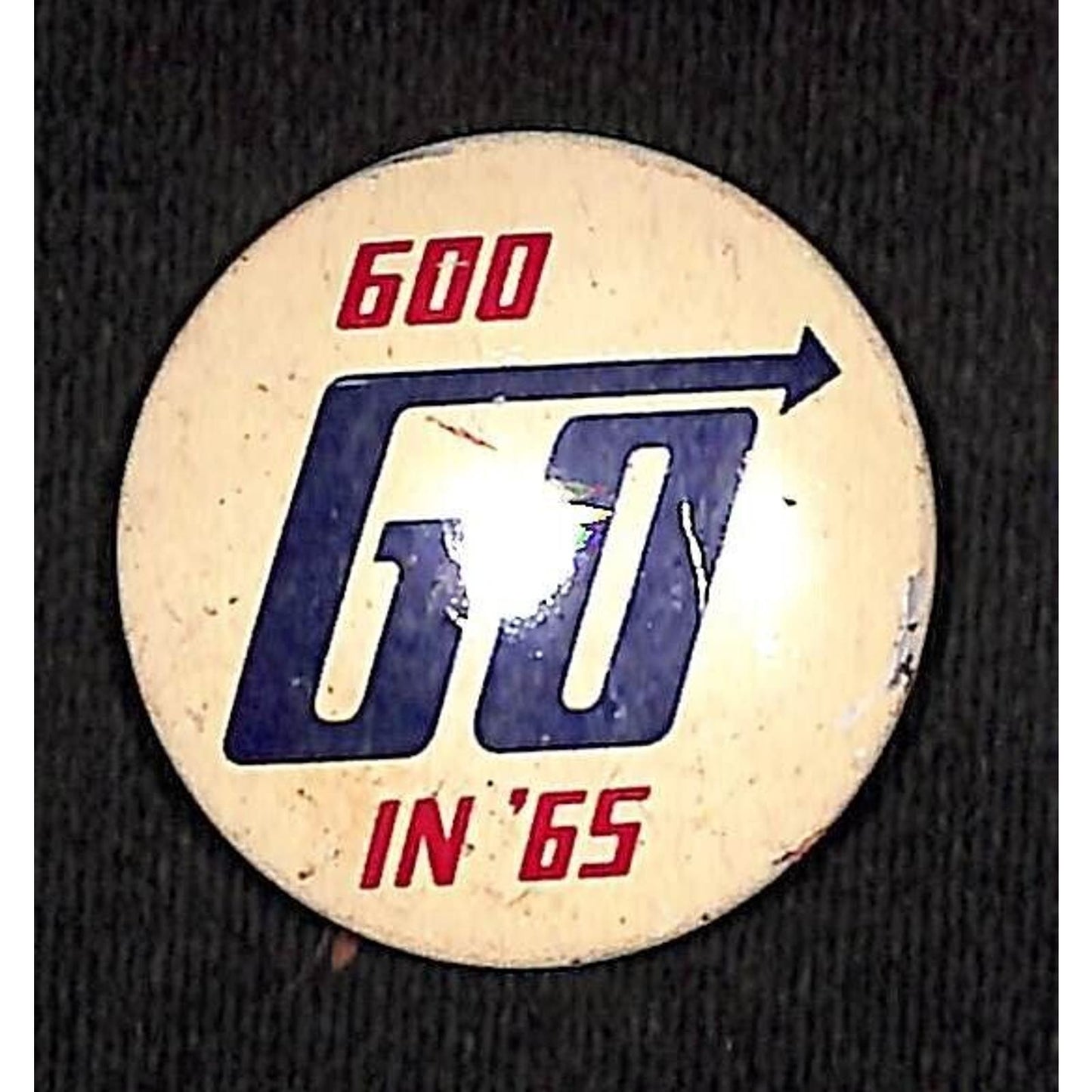 600 GO in '65 Steel Pinback Button 1966 - AM Radio?