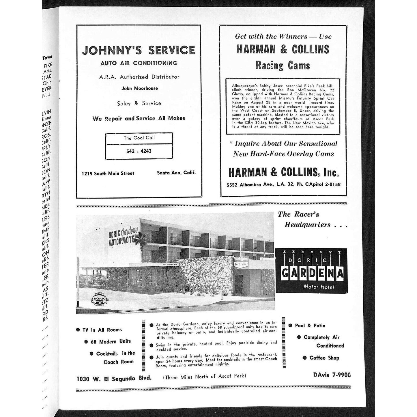 Scarce 11/3 1962 Auto Racing USAC Program Ascot Gardena, CA 16pp Foyt Parnelli