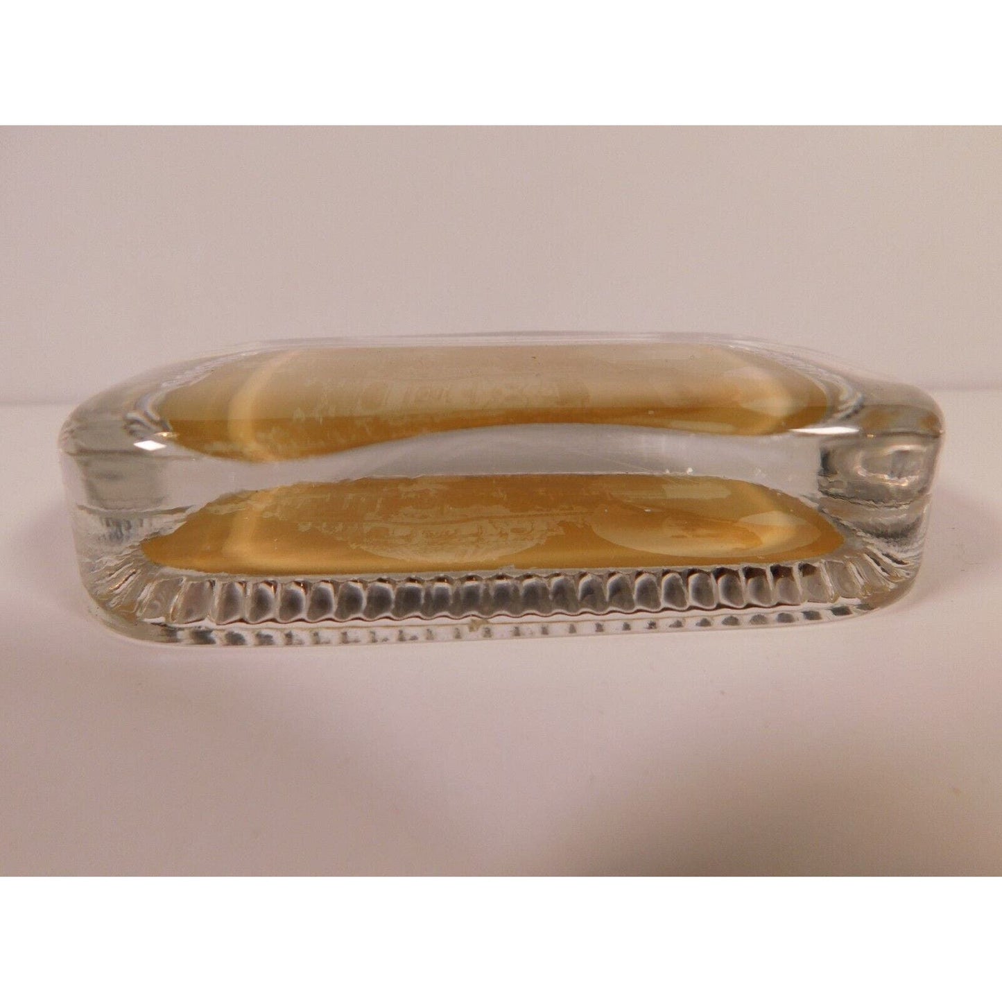Vintage Glass Temple Music Sept. 1901 Rectangular Paperweight 2 1/2" x 4" 10 oz.