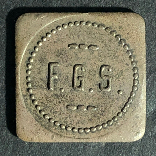 F.G.S (Felton Grammar School North Tonawanda, NY ??) Milk Square Token 16.5mm