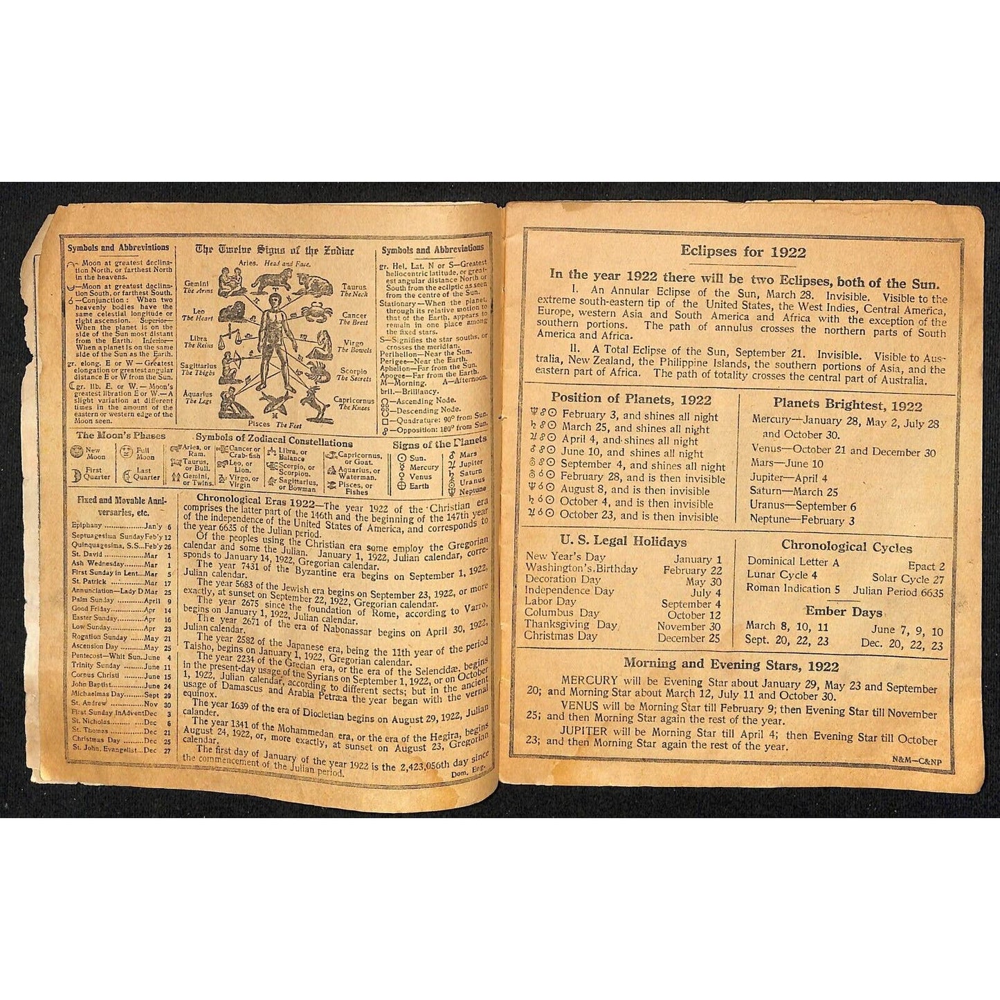 Dr. D. Jayne's Medical Almanac Calendar Philadelphia 1922 32pp