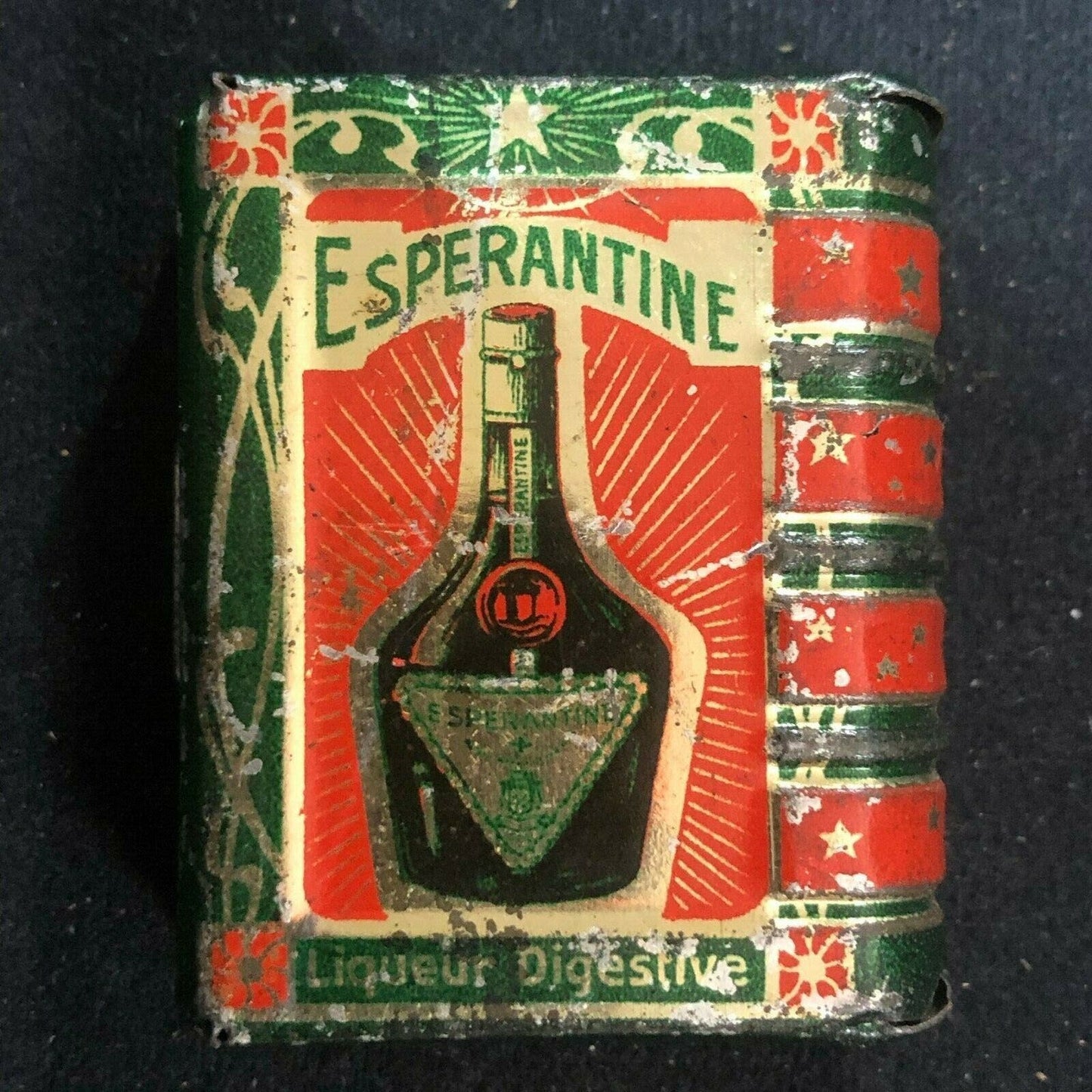 Vintage French Esperantine Liqueur Digestive Advertising Tin