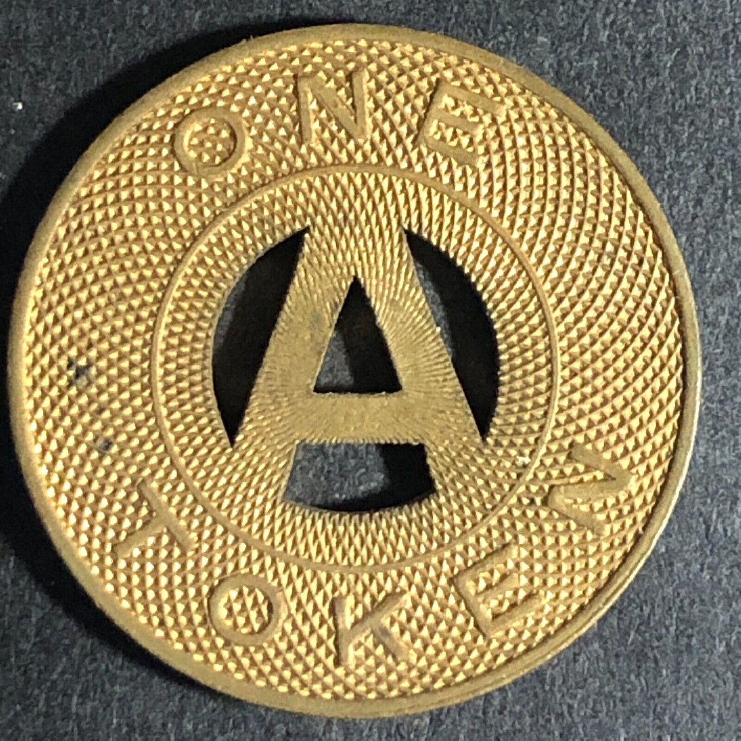 Spokane, WASH Auto Interurban Co. Brass "One Token" Hanging "A" 23mm
