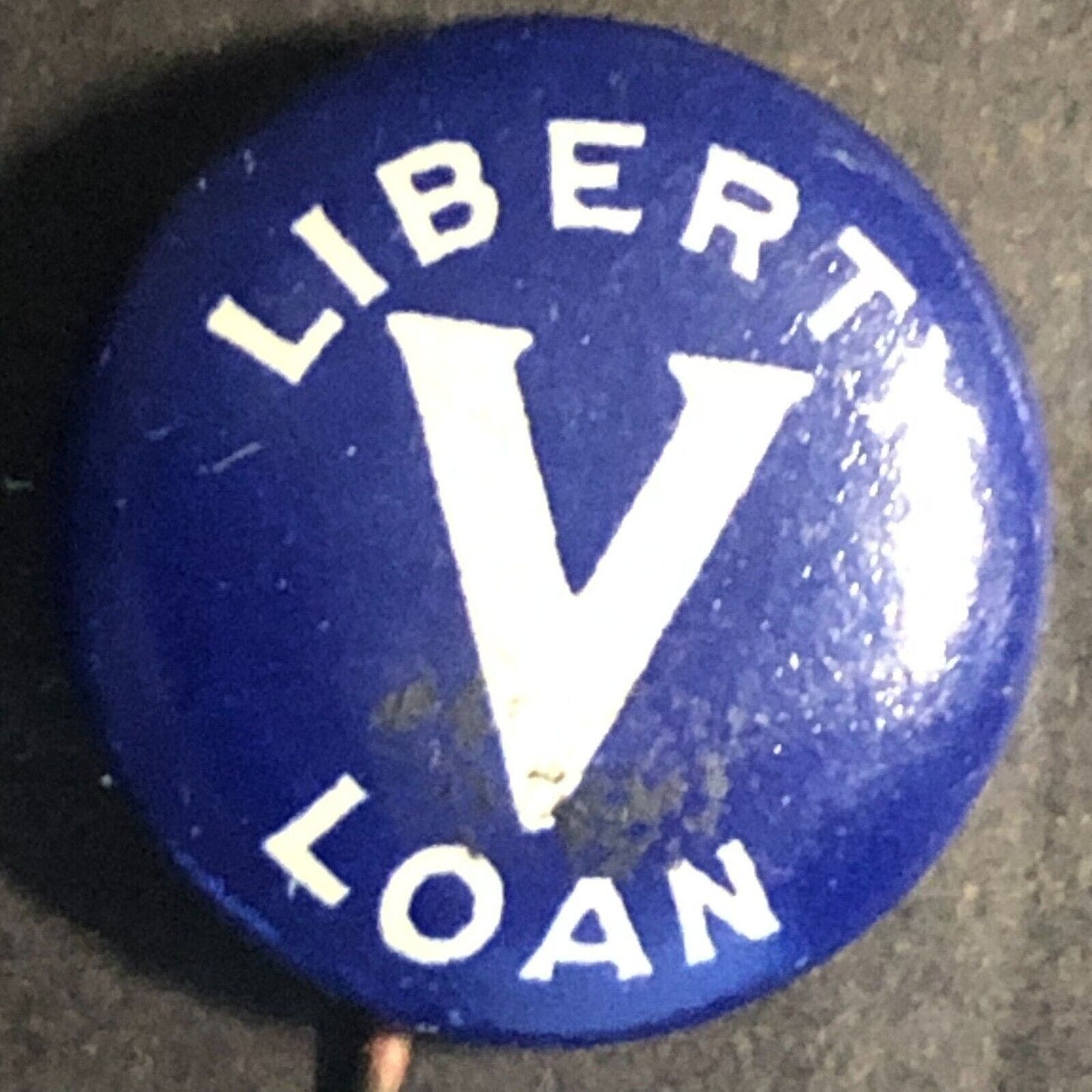 WWI Liberty Loan "V" (For Victory) Steel Pinback Button - 17.5mm c1918