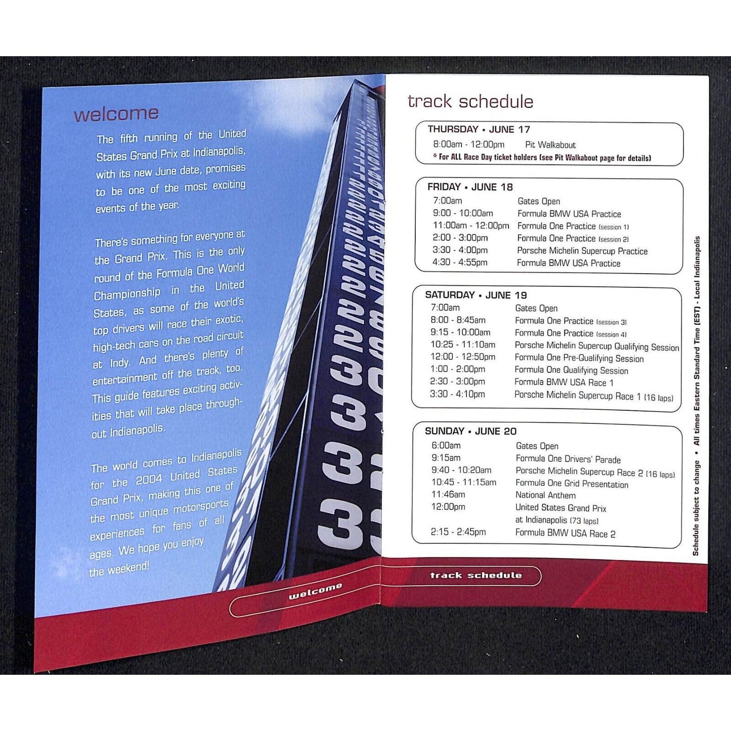 2004 "Experience Formula One at Indianapolis" Info Map Booklet 16pp VGC