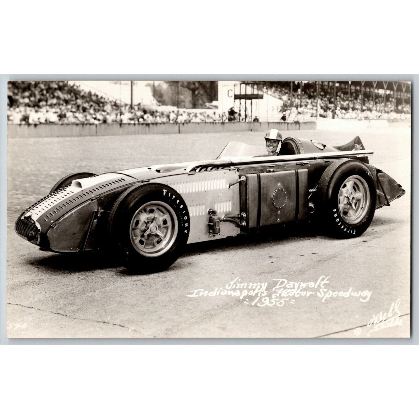 Indy 500 RPPC Postcard "1955 Jimmy Daywalt" Official Race Photo Unposted VGC