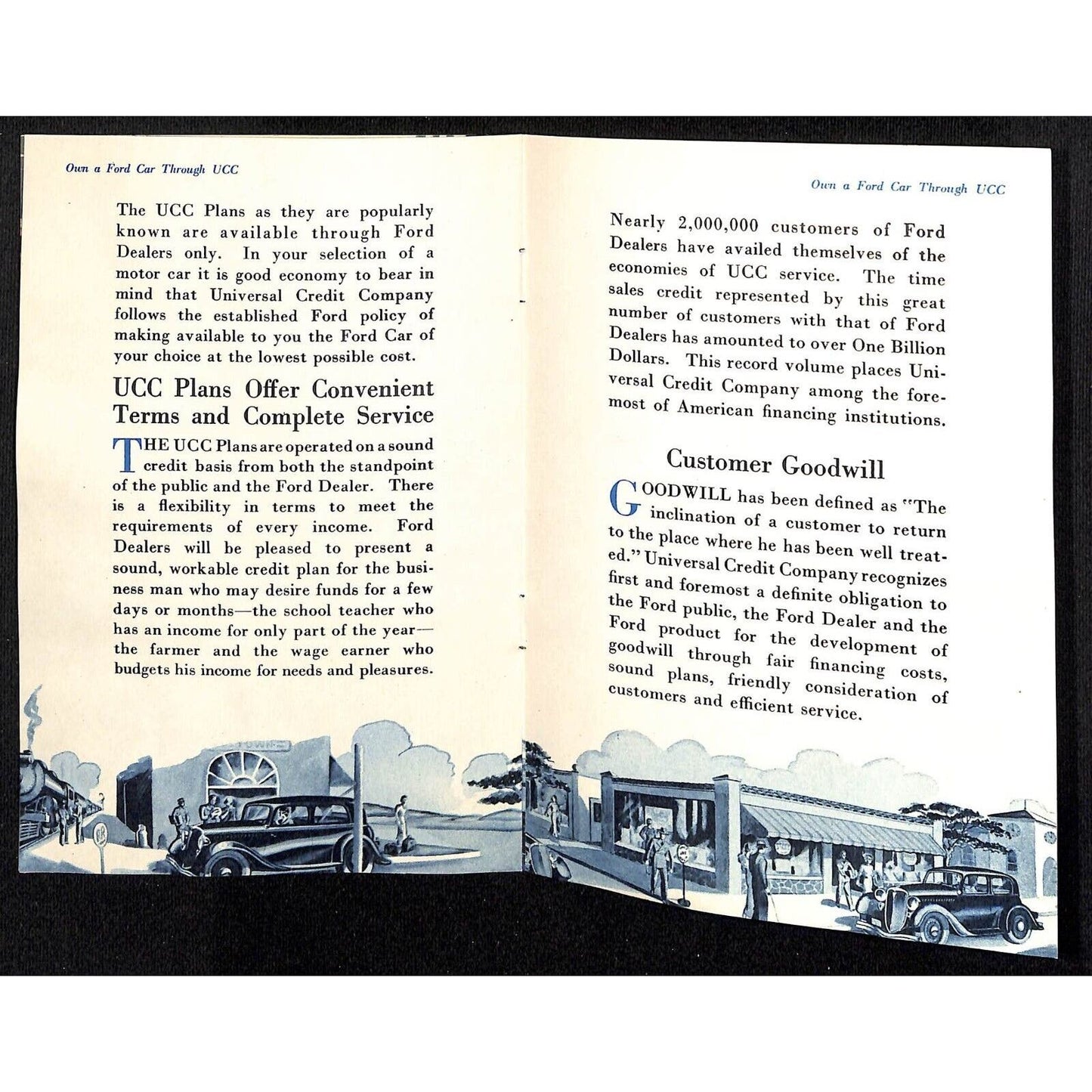 "Own a Ford Car Through UCC" Brochure 8pp & Cover 1934 Chicago World's Fair VGC