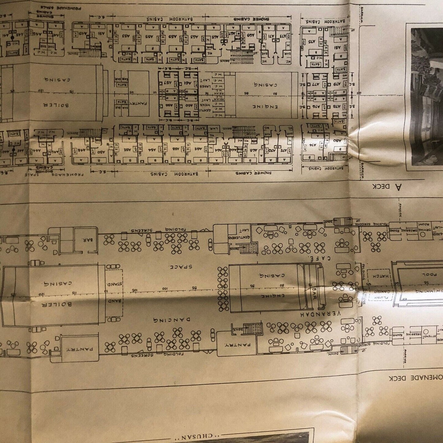 c1950-55 "Peninsular and Oriental Steam Navigation Co." 1st Class Plan Cruise