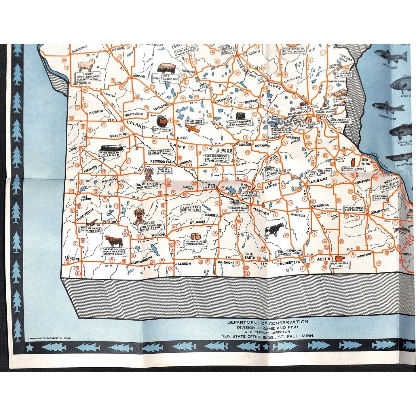 Minnesota "Where Dreams Still Come True" Map c1934 VGC Chicago World's Fair*