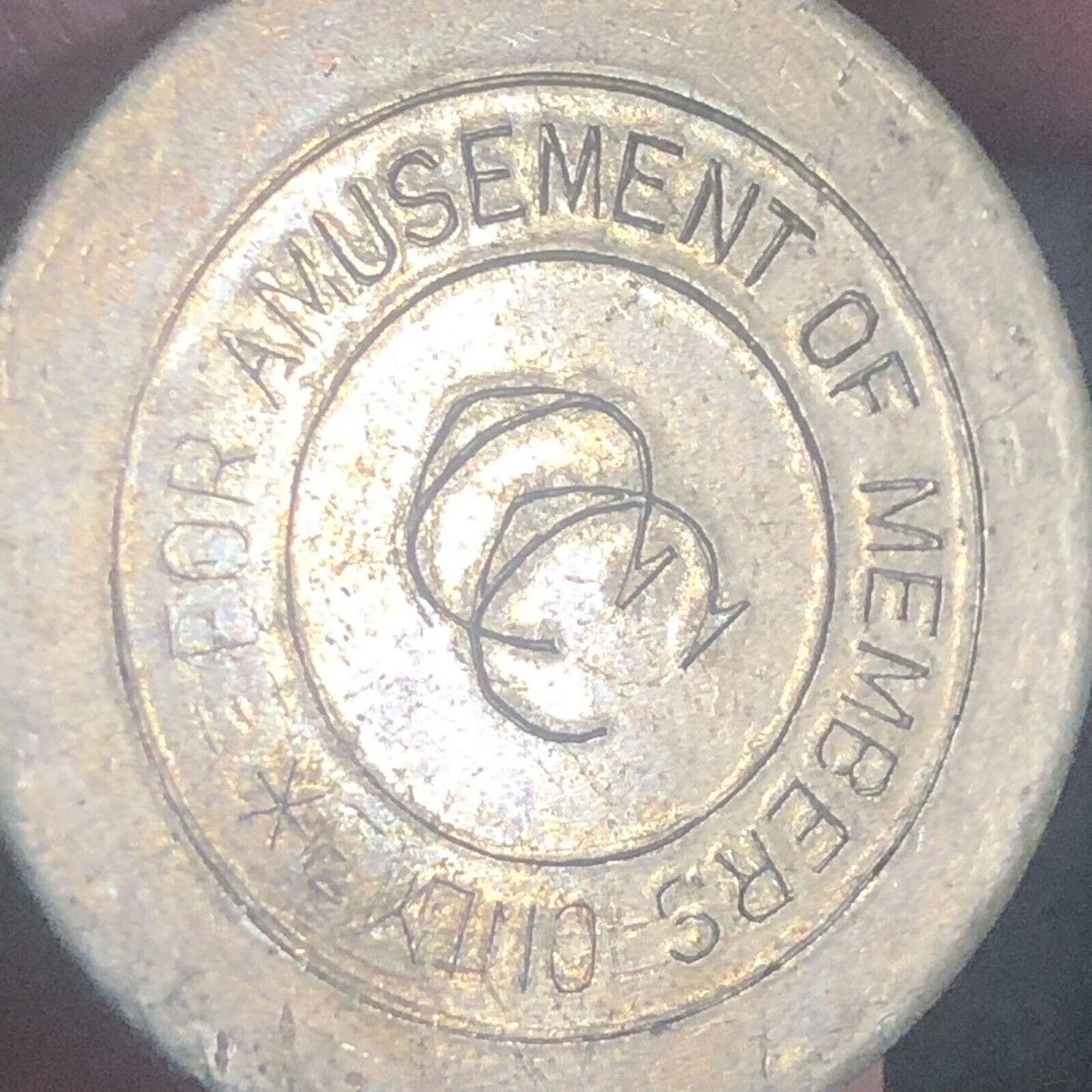 "For Amusement of Members Only" "CC" WM Mystery Trade Token 27.7mm