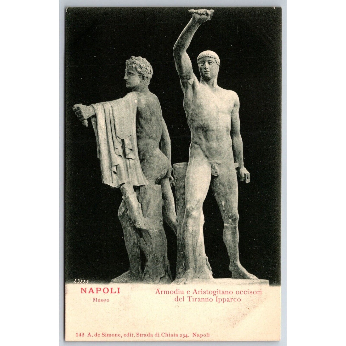 Naples Harmodius and Aristogeiton Statues Postcard c1901-1907 NP