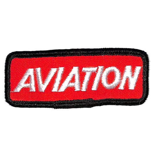 Aviation Embroidered Red White Black Cloth Patch Vintage NOS 3 3/8"L c1965-70s
