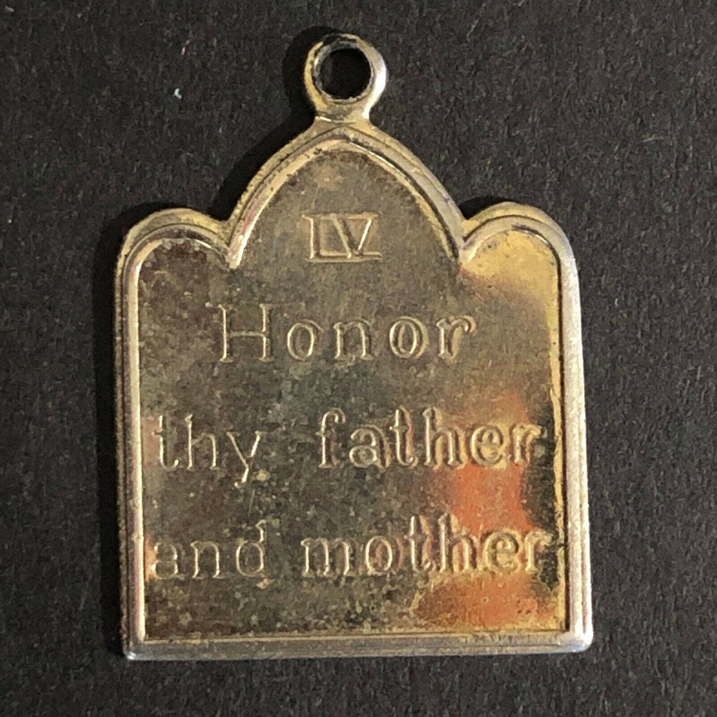 Vintage 17mm x 23mm Pendant Ten Commandments - IV Honor thy Father and Mother