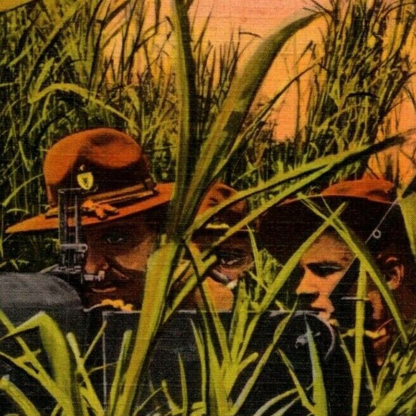 Vintage Linen Postcard Machine Gun Nest - Posted 1942
