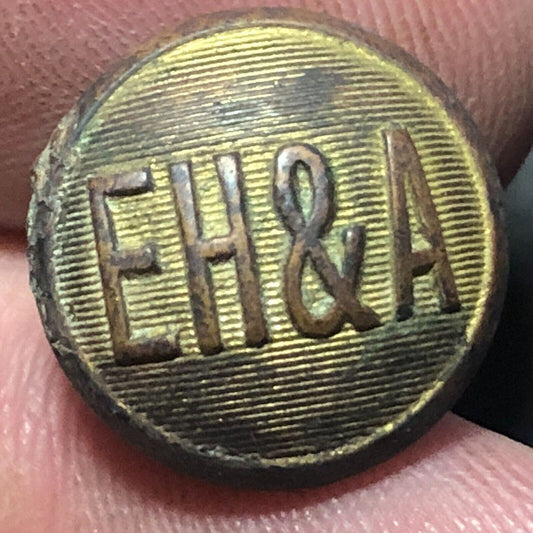 EH&A Railroad Uniform Button Brass 1/2" Convex New Haven Car Regist. Co. Scarce