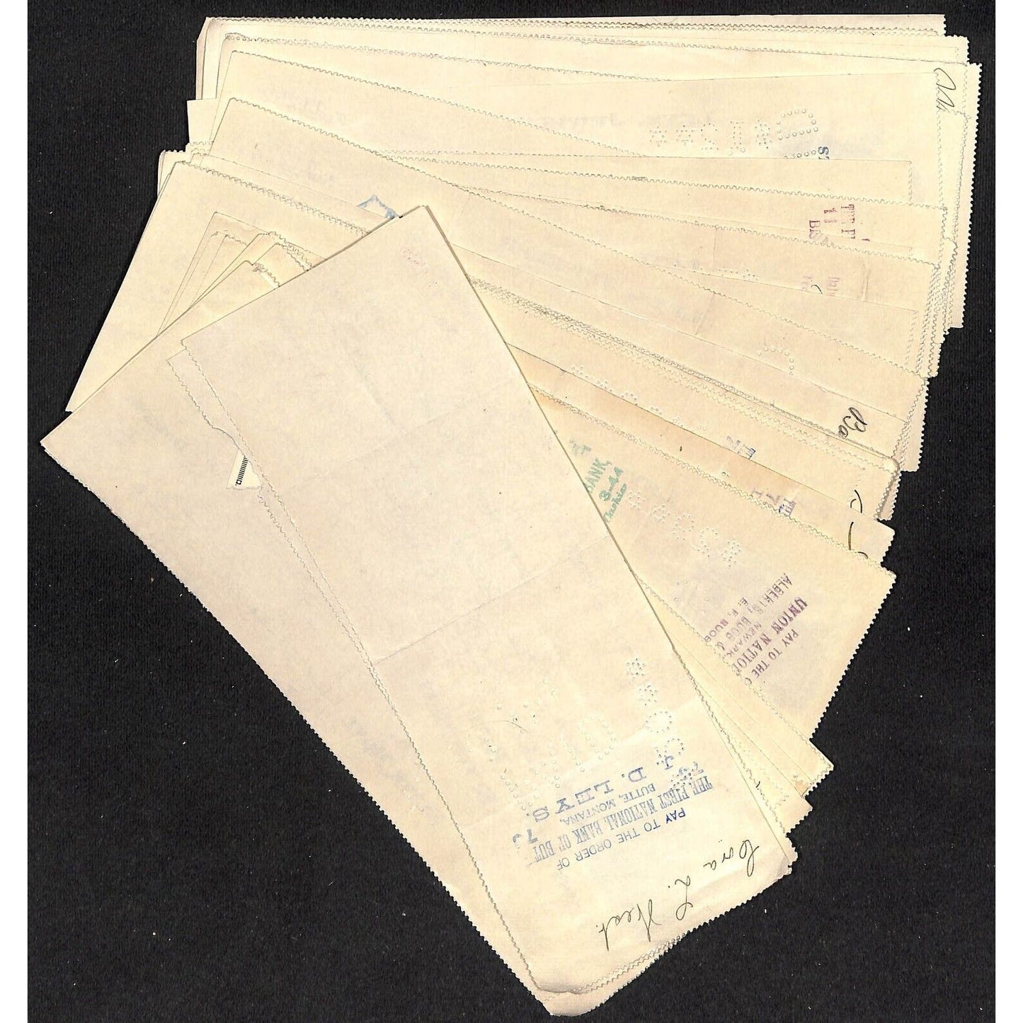 Group of 50+ 1913 FNB / Leys Jeweler Butte, MT Bank Checks VGC