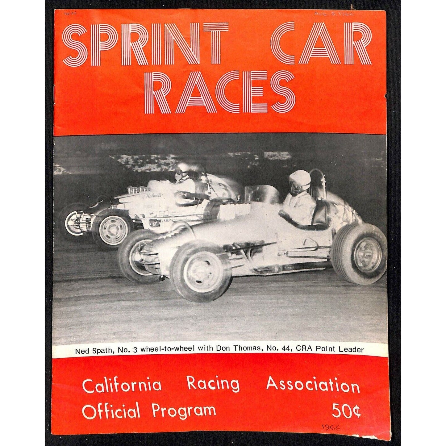 Scarce 1966 Sprint Car Auto Racing CRA Program 16pp.