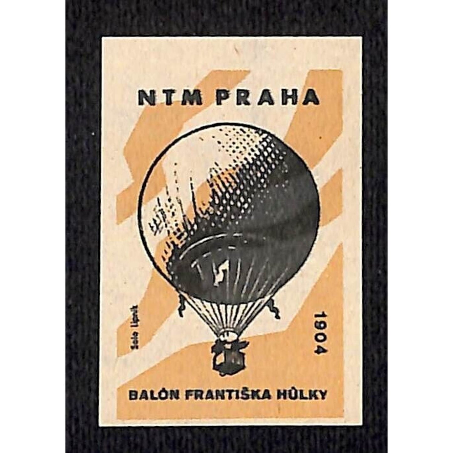 Vintage Matchbox Label National Technical Museum Prague Franciska Balloon c1960