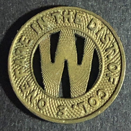 Capital Transit Co. WM One Fare Dist. of Col. 3 c1949 Transit Token - 16.4mm