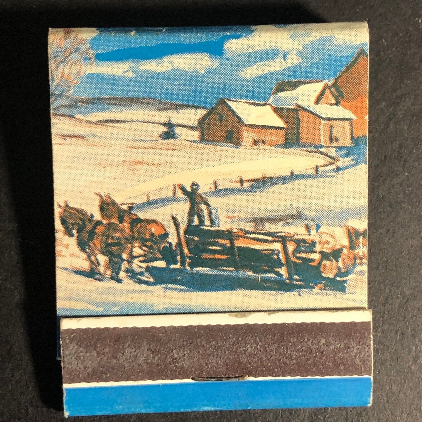 Risher Fire Brick Chicago Merry Christmas 20-Strike Matchbook Winter Scene c1960