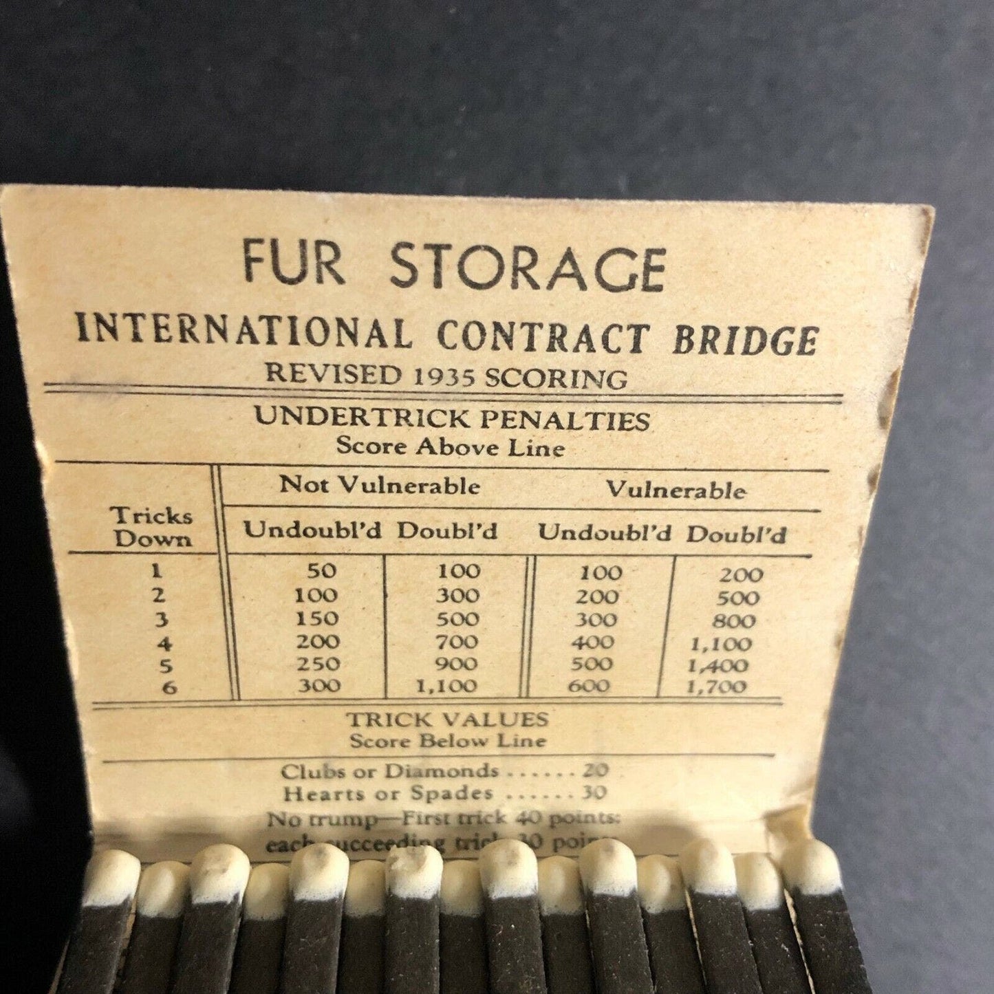 Scarce c40's Full Matchbook Jonas Bros. Fur Storage Denver w/ Bridge Point Chart