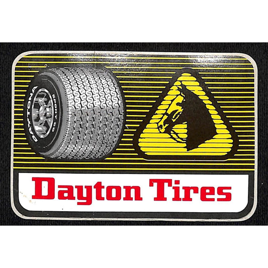 Dayton Tires Racing Auto Sticker c1970 2 3/4" x 4" - w/ Horse Head Logo Scarce
