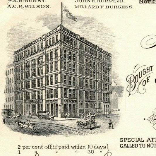 1898 $7.90 Letterhead Billhead John E. Hurst Notions Baltimore Ephraim Baker*
