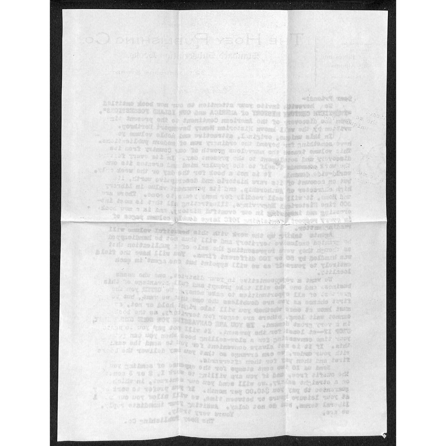 Hoey Publishing Co. 1900 "20th Century" Adv. Cover Letterhead & 14" x 22" Sheet
