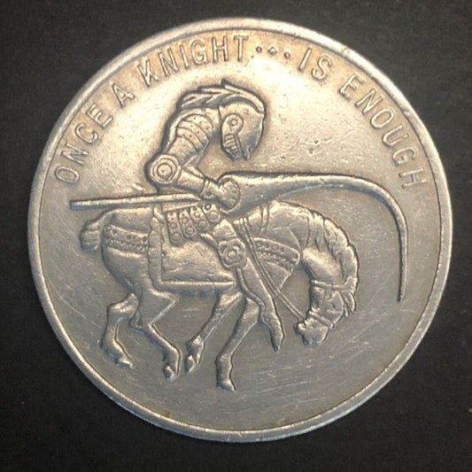 Funny Racy Bawdy "Once A Night...Is Enough" Vintage Alum. Token 39mm