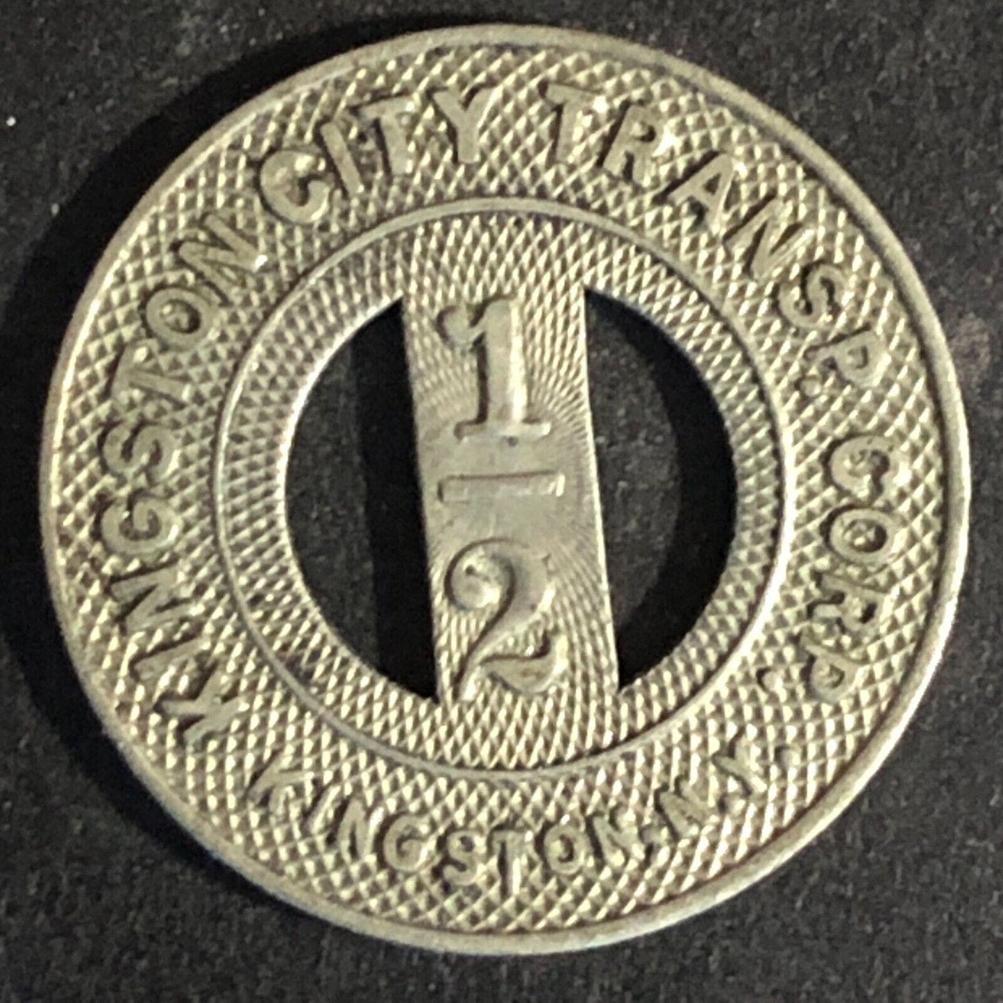 Kingston City Transp. Corp. (NY) WM G/F ½ One School Fare Transit Token -- 20mm