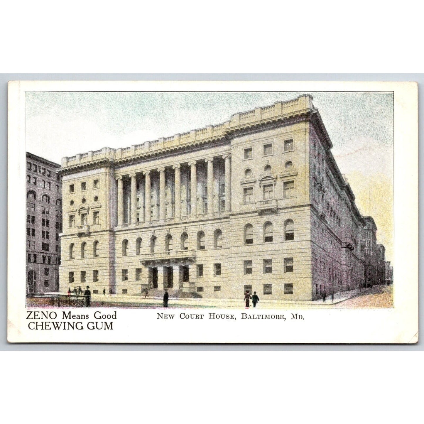 "Zeno Means Good Chewing Gum" New Court House Baltimore Adv. Postcard c1906 VGC