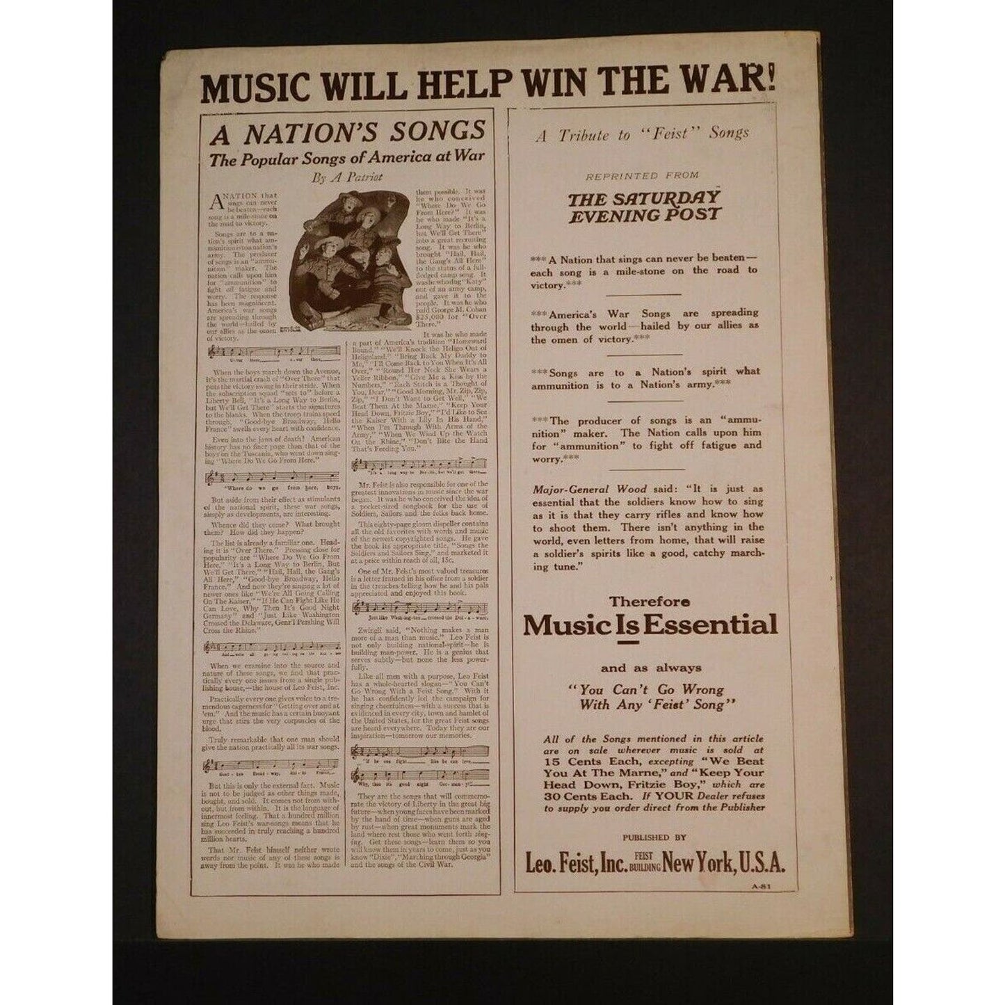 WWI Sheet Music- "It's A Long Way To Berlin - But We'll Get There" Henry Bargman